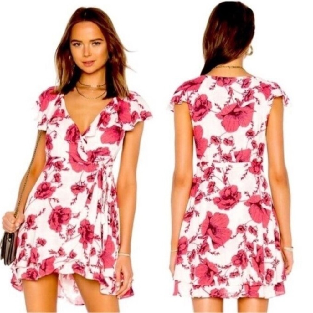 Free people French Quarter Ivory Floral Print Wrap Dress S